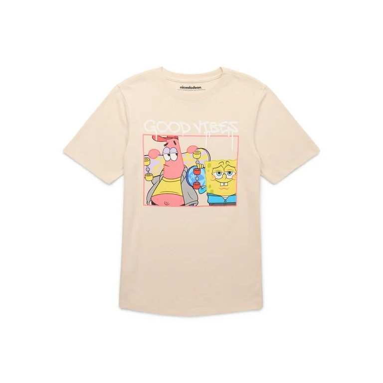 SpongeBoB SquarePants, Boys' & Big Boys', Good Vibes, Short Sleeve, Graphic T-Shirt, Sizes 4-18 | Walmart (US)