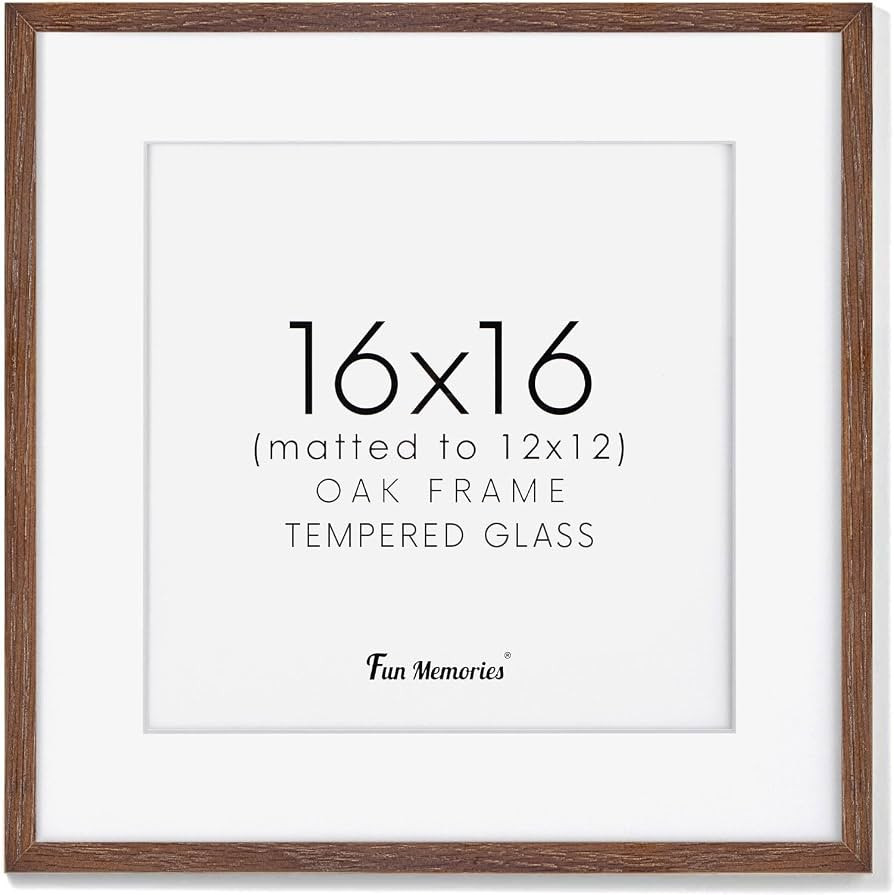 16x16 Picture Frames for Wall, Square Picture Frame 16 x 16 - Solid Oak Wood, Tempered Glass, 16x... | Amazon (US)