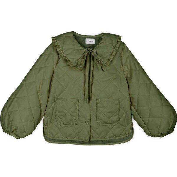 Giulia Collared Quilted Jacket, Green | Maisonette