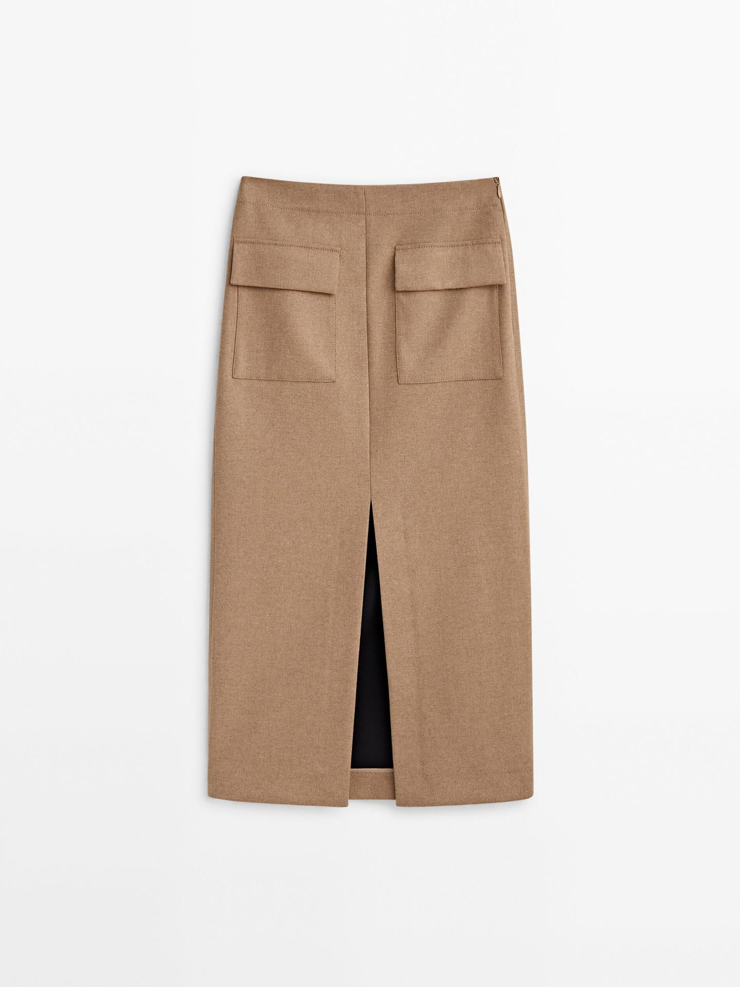 Midi skirt with wool and pockets | Massimo Dutti DE