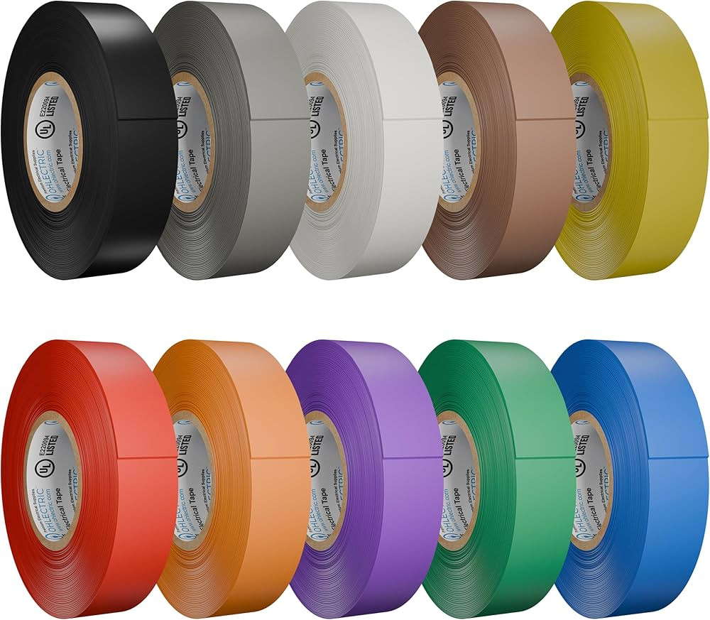 OHLECTRIC - 10 Pack - Professional Grade Vinyl Electrical Tape - 7mm Thick, 3/4' x 60', Multicolo... | Amazon (US)