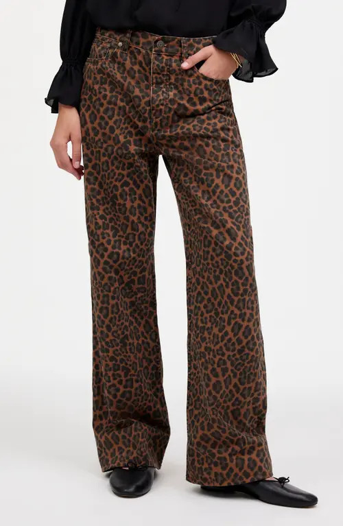 Madewell Leopard Print Low Slung Baggy Jeans in Dark Coffee at Nordstrom, Size 28 | Nordstrom
