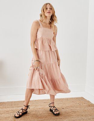 AE Striped Tiered Maxi Skirt | American Eagle Outfitters (US & CA)