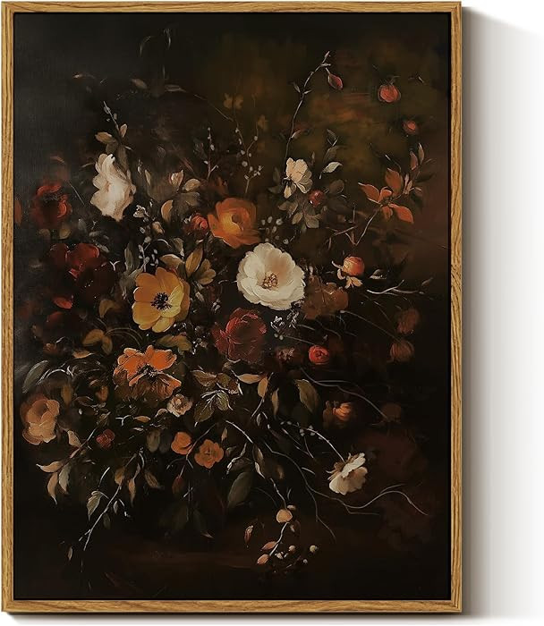 InSimSea Framed Canvas Prints Art Vintage Decor, Classical Fall Wildflower Floral Painting, Rusti... | Amazon (US)