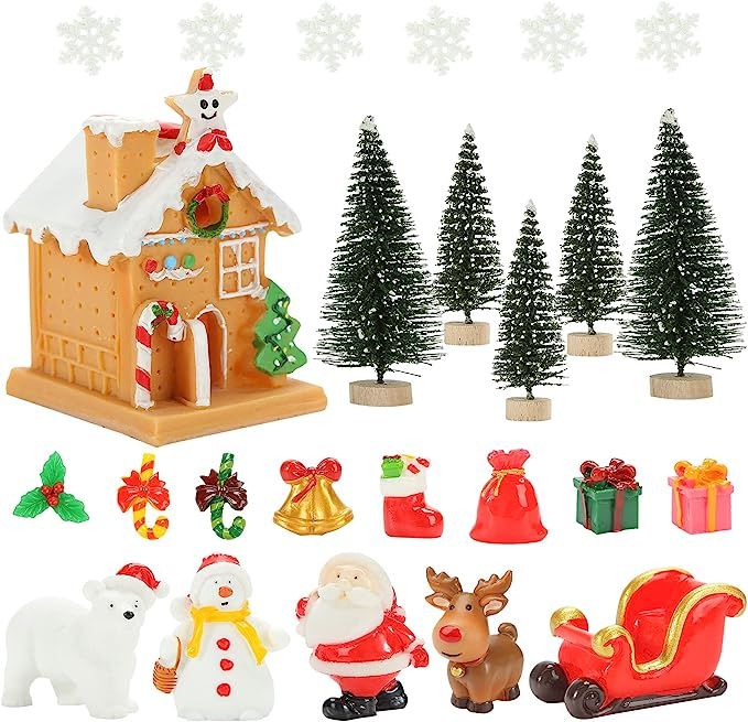 Amazon.com: LOVESTOWN Christmas Miniature Figurines for Crafts, 25 PCS Fairy Garden Christmas Acc... | Amazon (US)