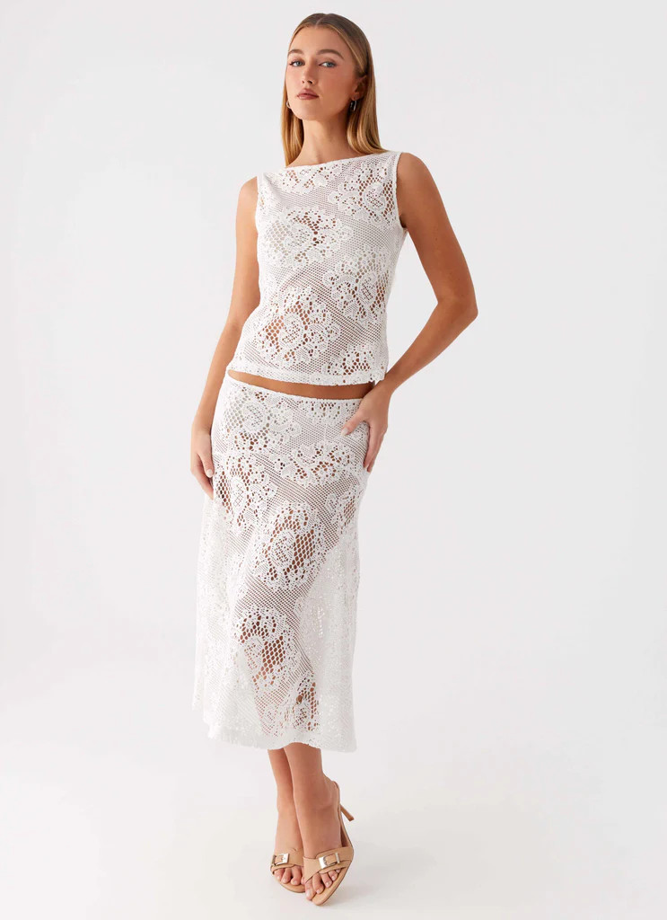 Virelle Lace Midi Skirt - Ivory | Peppermayo (Global)