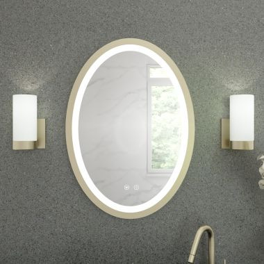 Everdeen 20 x 28 Inch Oval Lighted Mirror with Anti-Fog | Vintage Tub & Bath