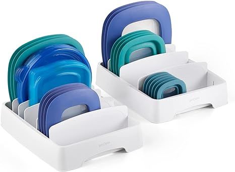 YouCopia StoraLid Food Container Lid Organizer, 2-Pack, Small, Adjustable Plastic Lid Storage for... | Amazon (US)