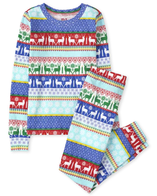Unisex Kids Matching Family Christmas Long Sleeve Fairisle Print Snug Fit Cotton Pajamas | The Ch... | The Children's Place