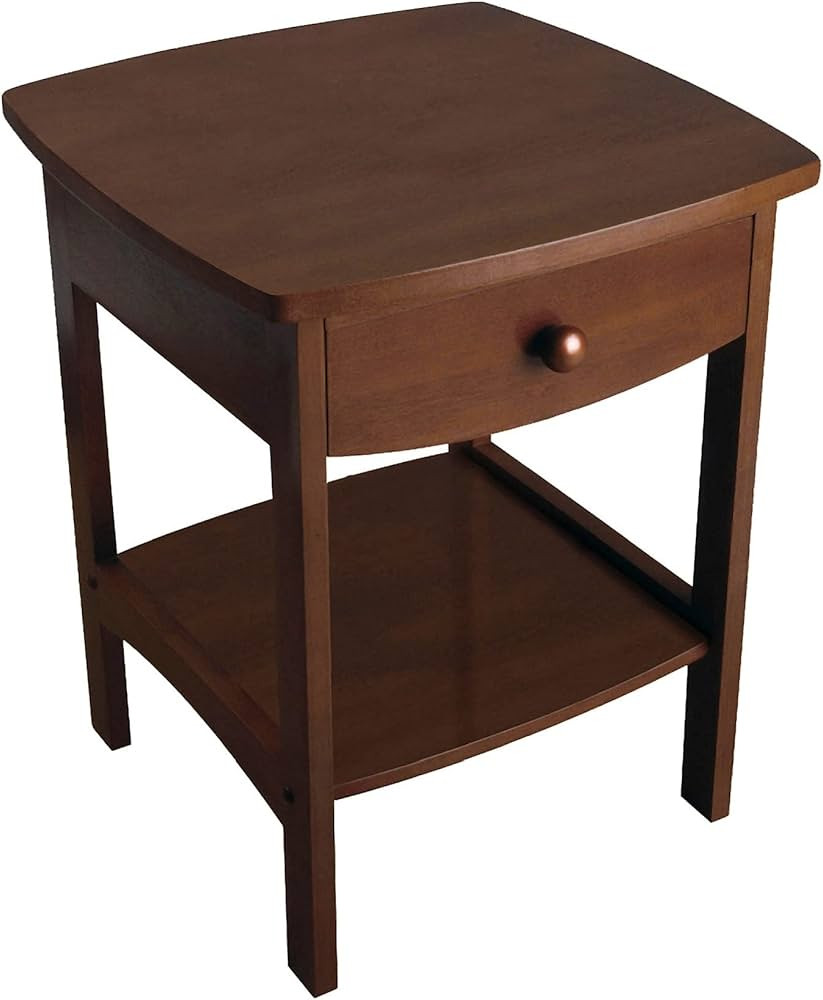Winsome 22 x 18 x 18-Inch Wood Curved End Table/Night Stand With One Drawer, Brown (94918) | Amazon (US)