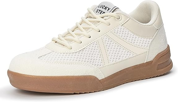 LUCKY STEP Women's Retro Fashion Sneakers Classic Mesh Gum Sole Tennis Footwear Casual Running Tr... | Amazon (US)