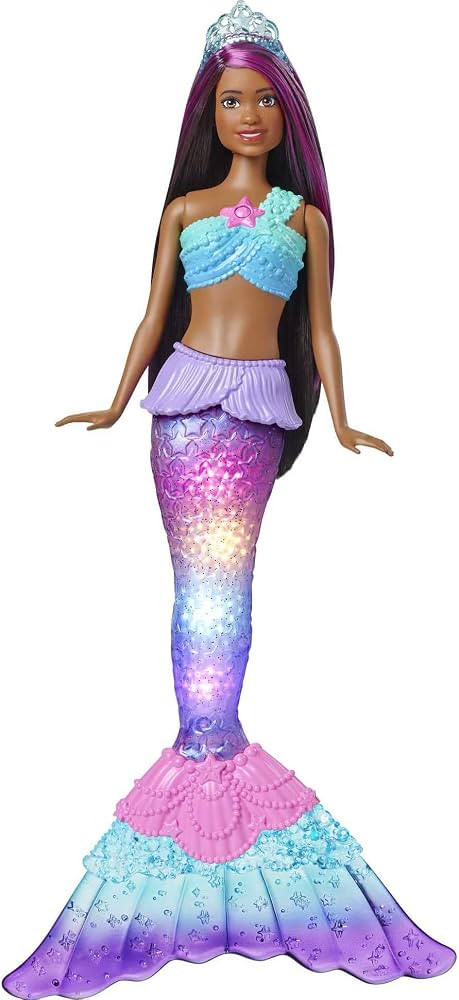 Barbie Dreamtopia Doll, Mermaid Toy with Water-Activated Light-Up Tail, Purple-Streaked Hair & 4 ... | Amazon (US)