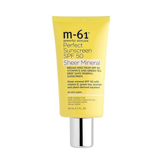 m-61 Perfect Mineral Sunscreen SPF 50 | Reef-Safe, Mineral Sunscreen SPF 50 With Vitamin E, Green... | Amazon (US)