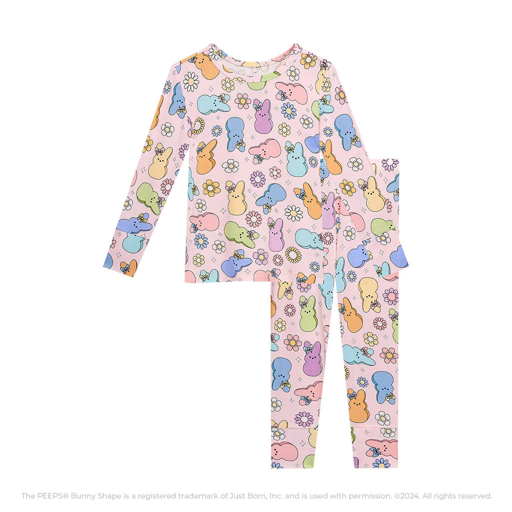 Marshmallow Bunnies Pink Long Sleeve Toddler Pajamas | Addison Mae | Posh Peanut