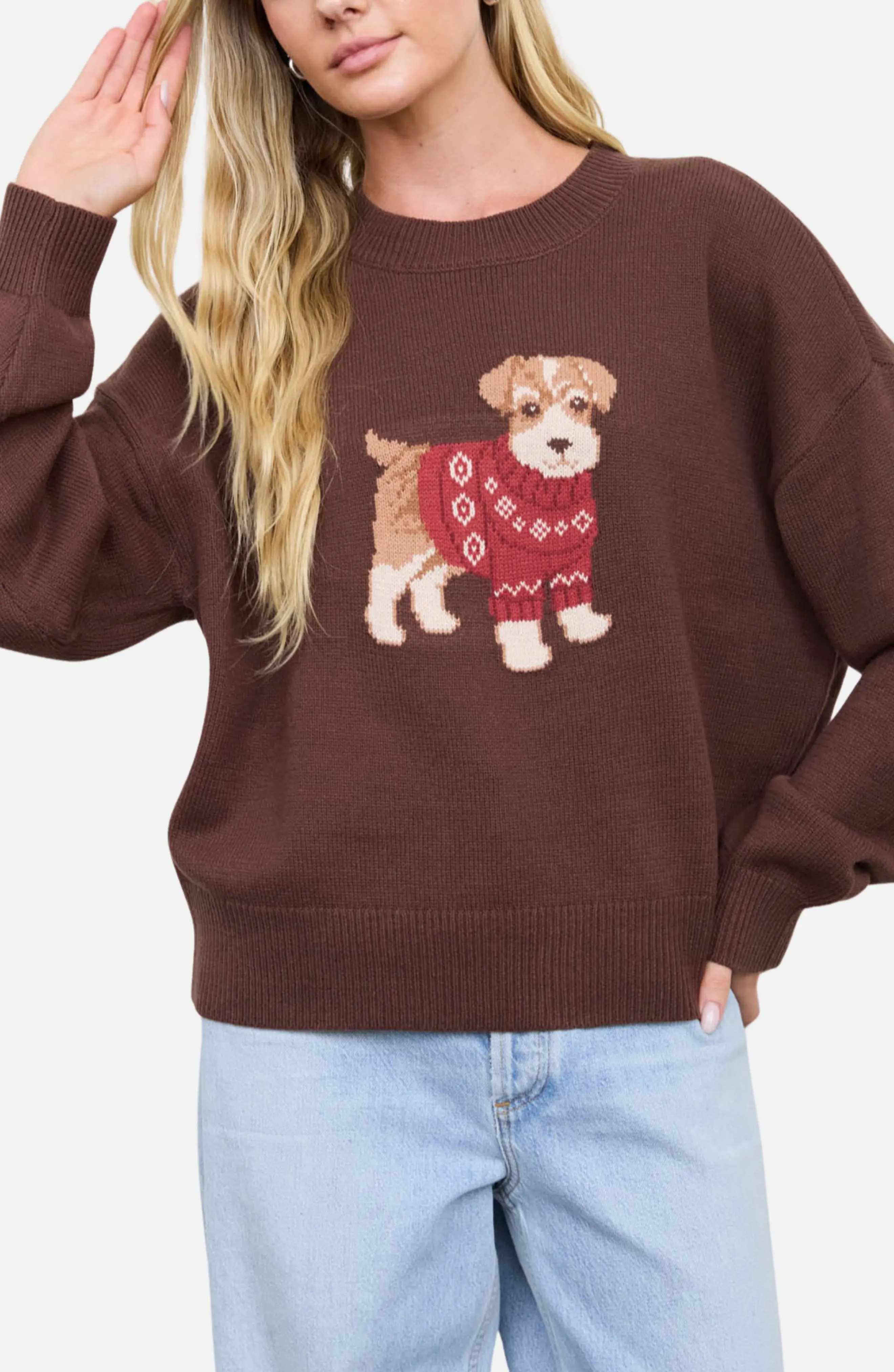 Blu Pepper Dog Pullover Sweater in Cream at Nordstrom Rack, Size Medium | Nordstrom Rack