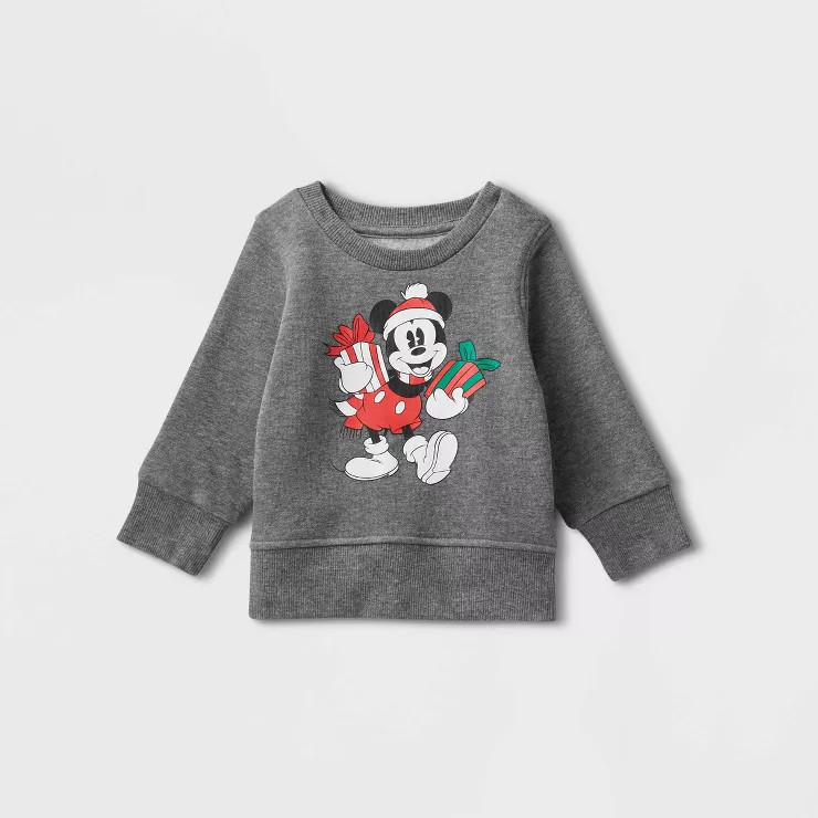 Baby Mickey Mouse Printed Pullover Sweatshirt - Gray | Target