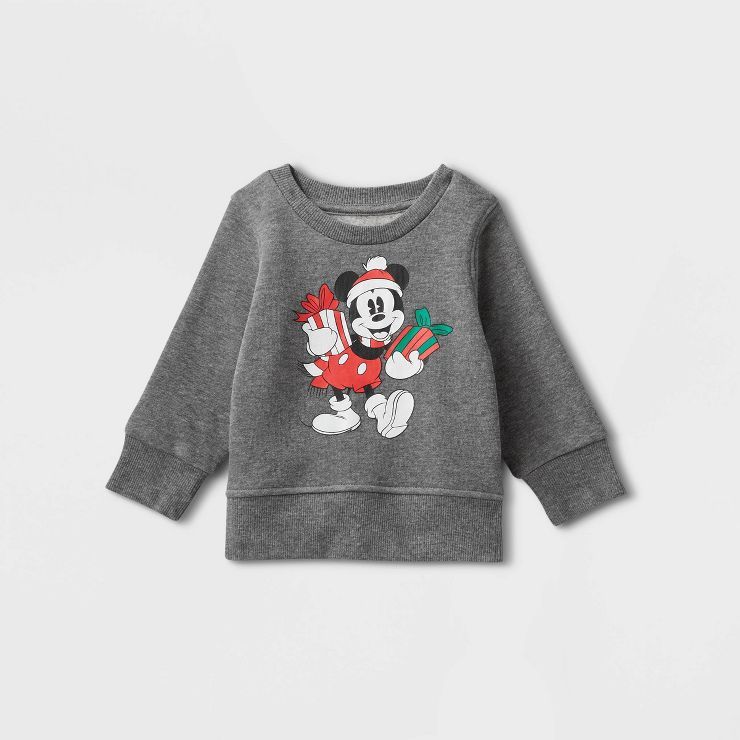 Baby Mickey Mouse Printed Pullover Sweatshirt - Gray | Target