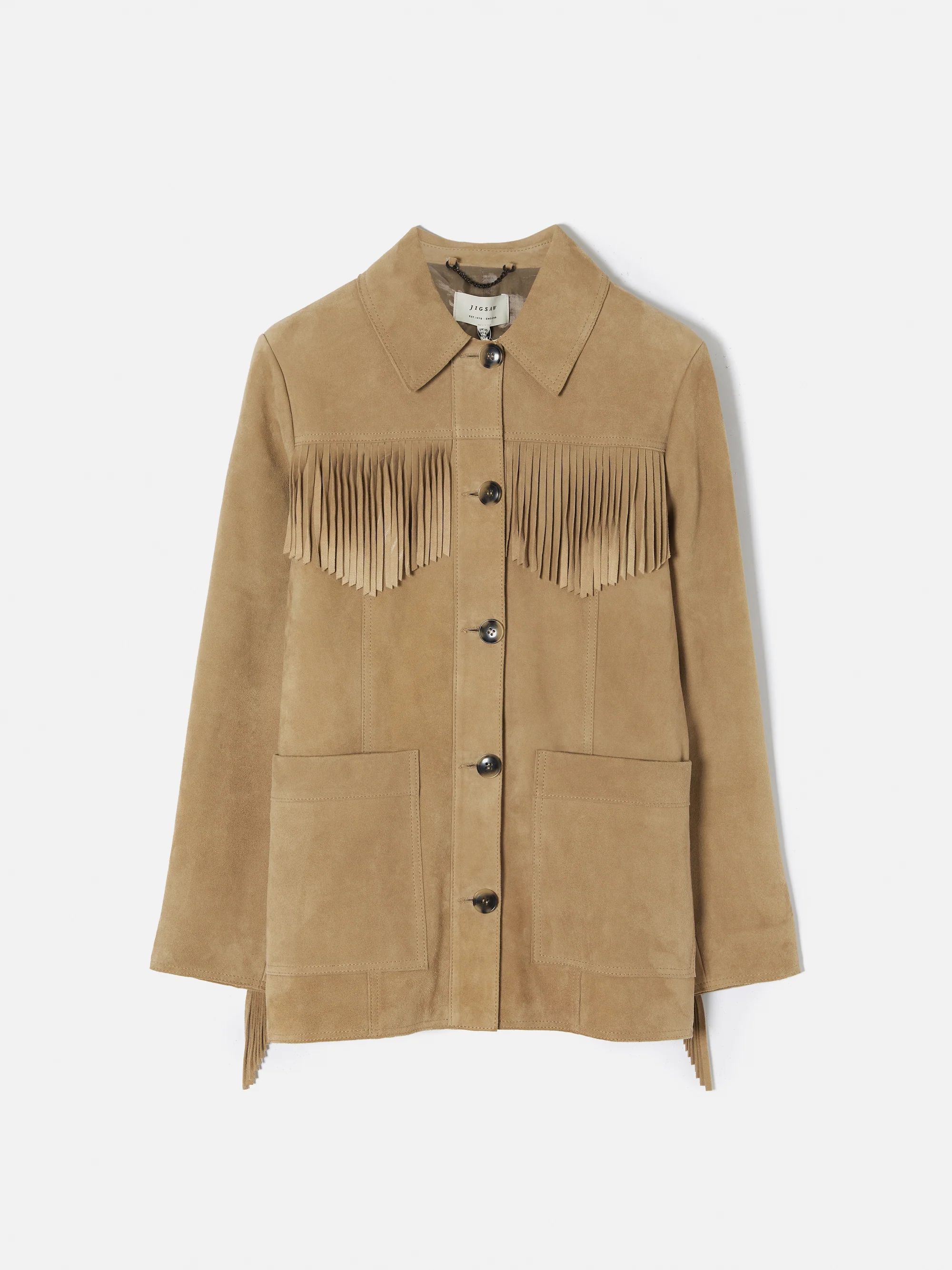 Fringed Suede Jacket | Brown | Jigsaw (UK)