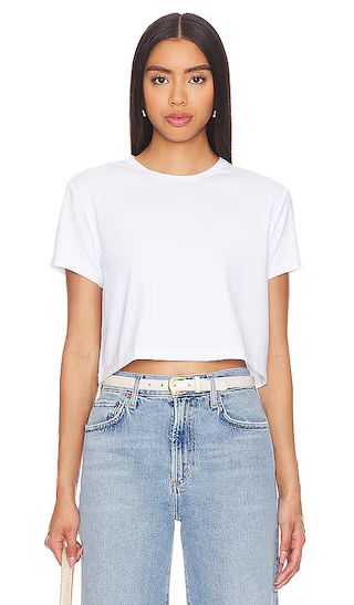 Almost Friday Tee Cropped in White | Revolve Clothing (Global)