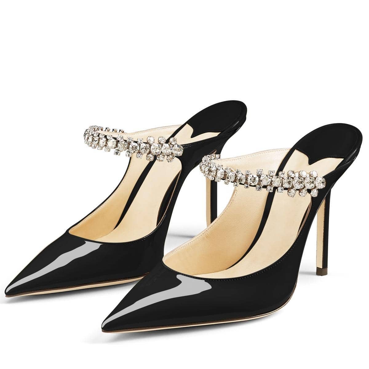Women Heeled Mules Rhinestone Strappy Pointed Toe Mules | SHEIN
