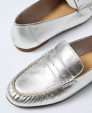 Metallic Leather Loafer | Ann Taylor