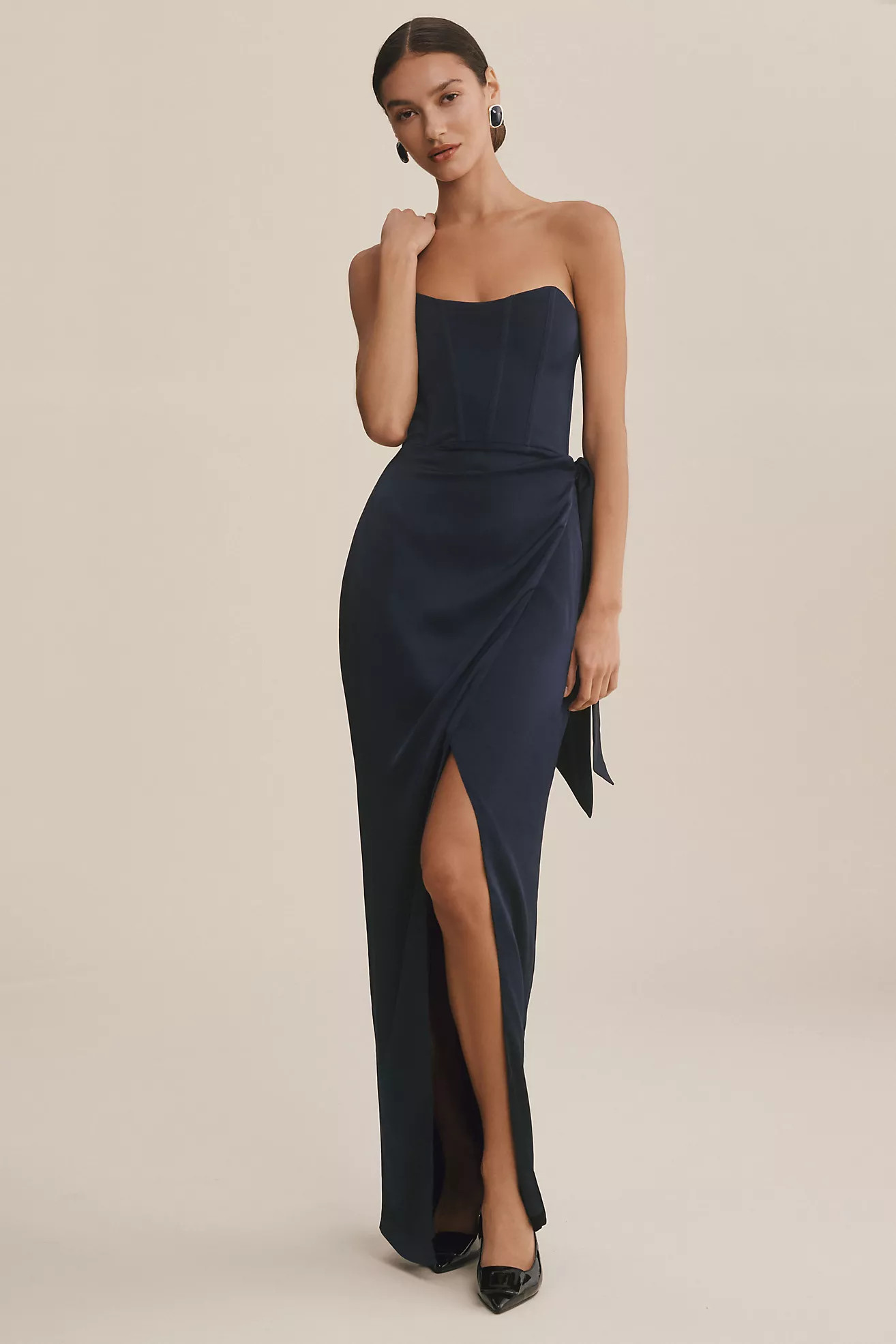 V. Chapman June Corset Jacquard Front-Slit Gown | Anthropologie (US)