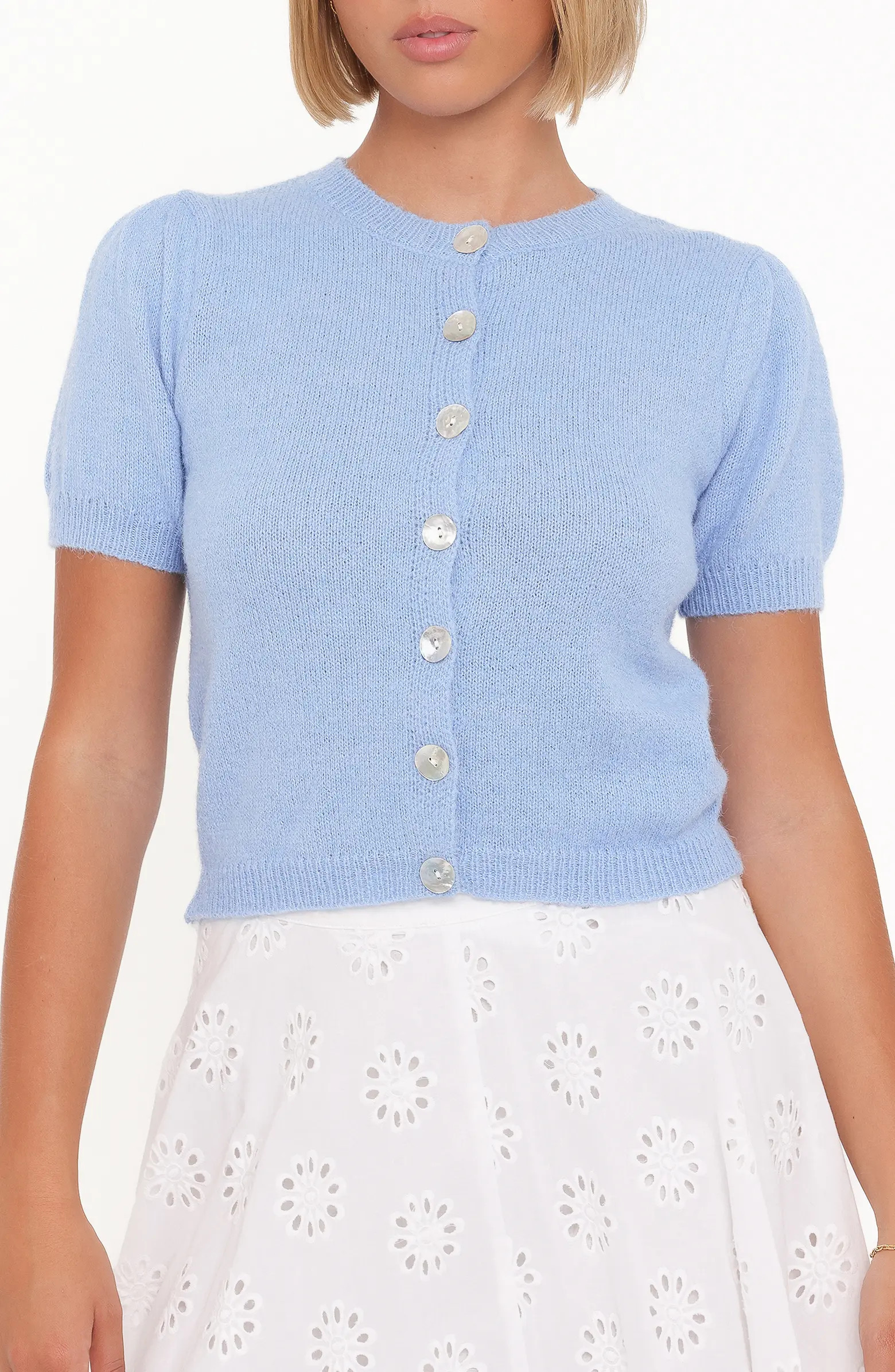 Zena Puff Short Sleeve Cardigan | Nordstrom