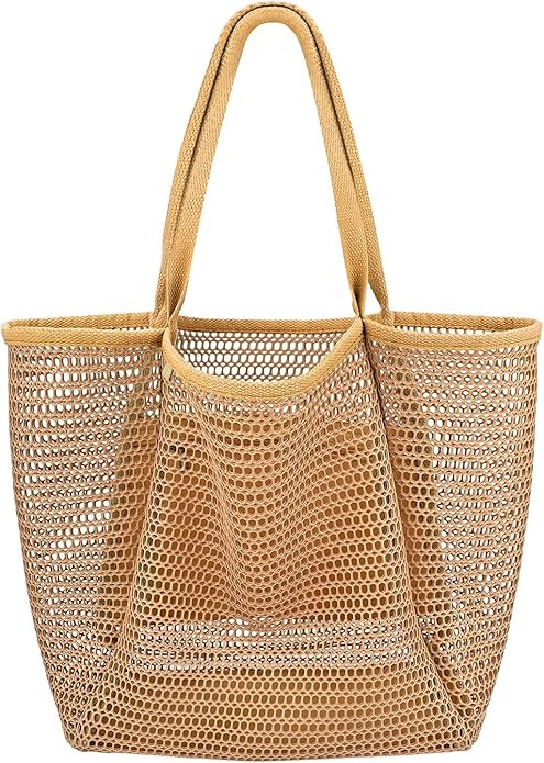 Iioscre Beach Bag for Women, Top-Handle Handbags with Zipper Inner Pocket,Foldable Swim Tote Bag ... | Amazon (US)