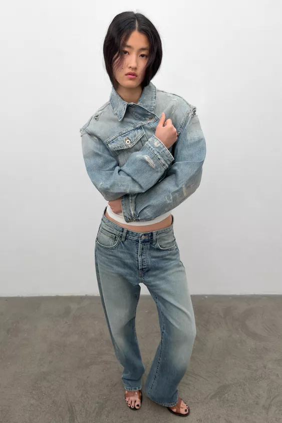 TRF RIPPED DENIM JACKET | Zara UK