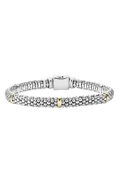 LAGOS Caviar Rope Station Bracelet in Sterling Silver/Gold at Nordstrom, Size 6.5 | Nordstrom