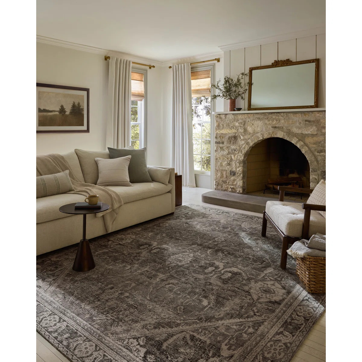 Magnolia Home by Joanna Gaines x Loloi Wimberly Ink / Bone Area Rug | Wayfair North America
