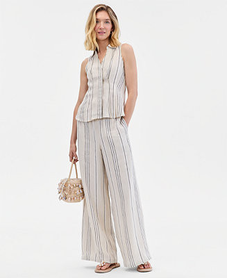 I.N.C. International ConceptsWomen's Stripe Linen-Blend Wide-Leg Pants | Macy's