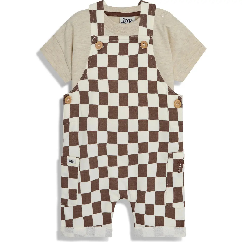 JOJO MAMAN BEBE Shirt & Overalls Set in Stone at Nordstrom, Size 12-18M | Nordstrom