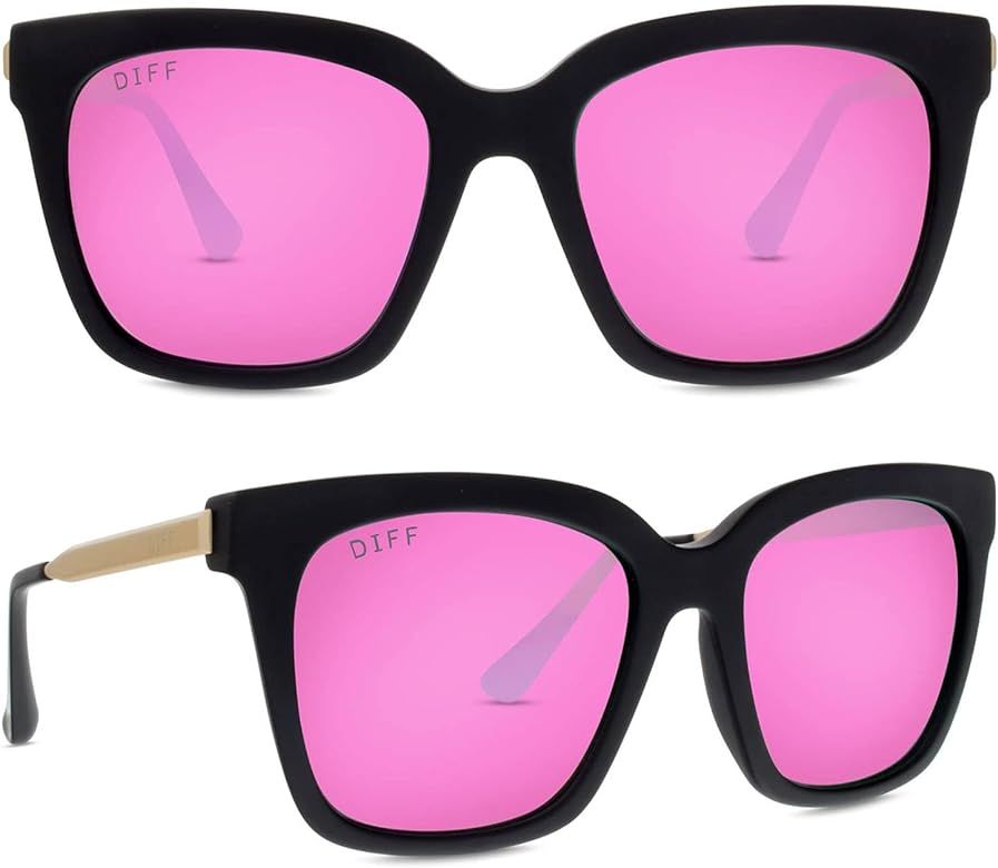 DIFF Eyewear Bella Designer Square Oversized Sunglasses for Women 100% UVA/UVB, Matte Black + Pin... | Amazon (US)