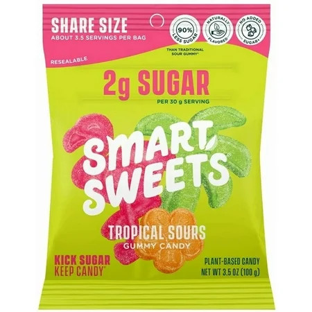 Smart Sweets Soft Chewy Candy Tropical Sours Bag 3.5 oz | Walmart (US)