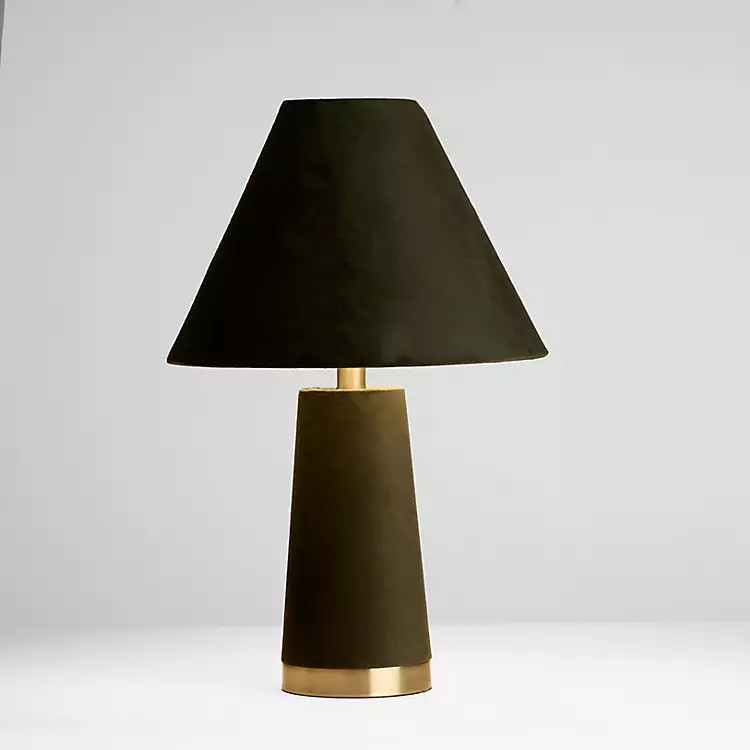 Dark Green Velvet Monochrome Table Lamp | Kirklands Home | Kirklands