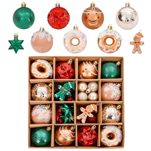PULOTE 42PCS Christmas Ball Ornaments - Green Red Christmas Tree Decorations - Hanging Ornaments for Christmas Tree&Holiday（2.36 &1.18 Inch） | Amazon (US)
