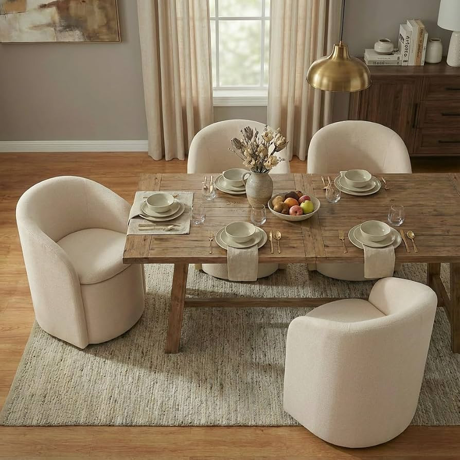KISLOT Upholstered Dining Chairs with Casters, No Assembly Rolling Modern Dining Room Chairs with... | Amazon (US)