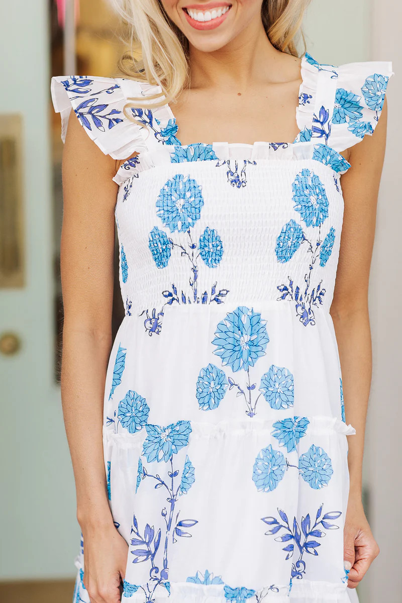 The Mae Ruffle Strap Midi Dress | J.Marie