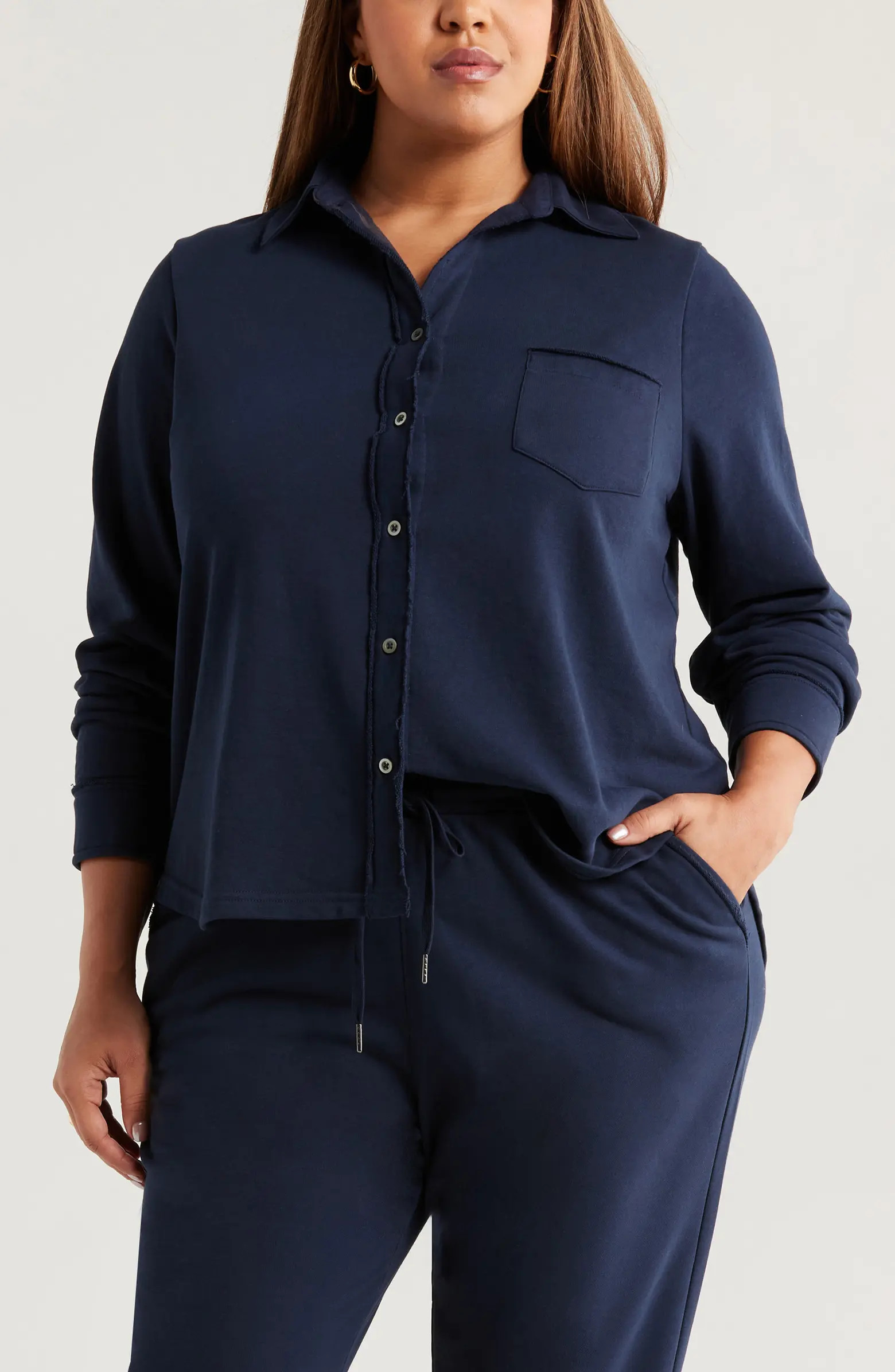 French Terry Button-Up Shirt | Nordstrom