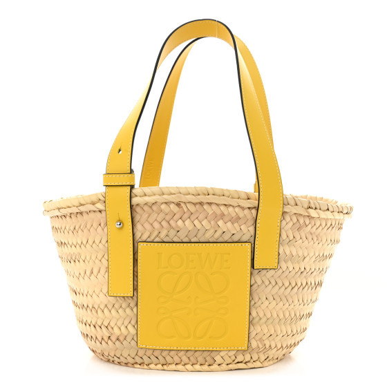 Raffia Small Basket Tote Bag Natural Yellow | FASHIONPHILE (US)