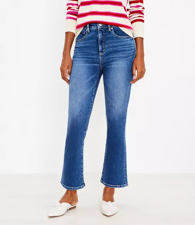 Curvy High Rise Kick Crop Jeans in Dark Indigo Wash | LOFT