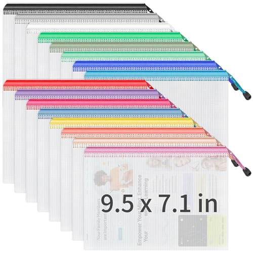 Umriox 16 Pack A5 Zipper Pouch, Mesh Bags with Zipper, Pencil Pouches, Zipper Bags for Puzzles, Office and Travel Supplies | Amazon (US)