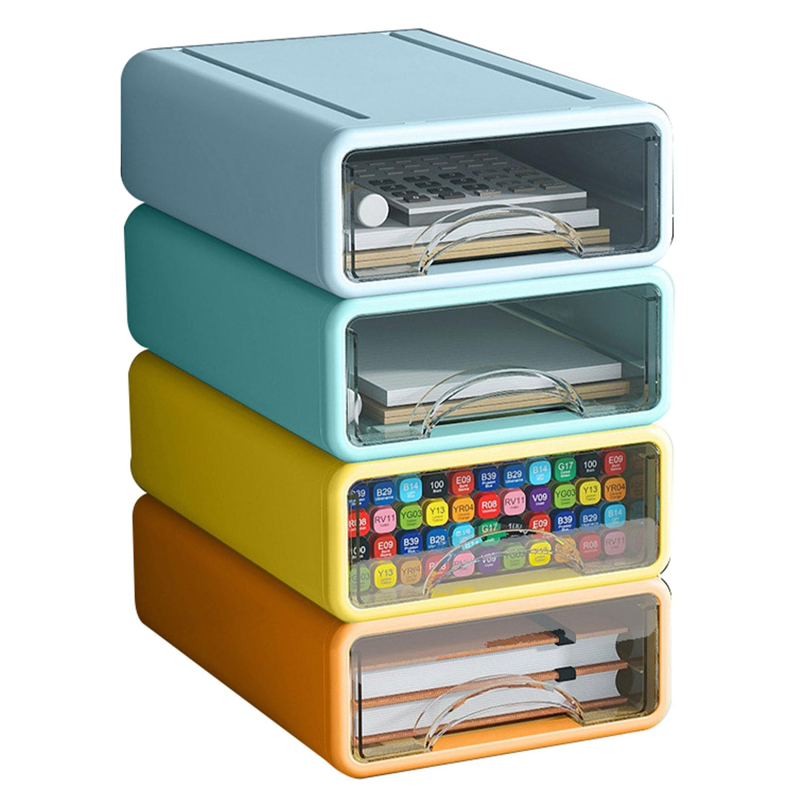 Desk Organizer with Drawers, Stackable Storage Drawers with Compartments Desktop Organization for... | Amazon (US)