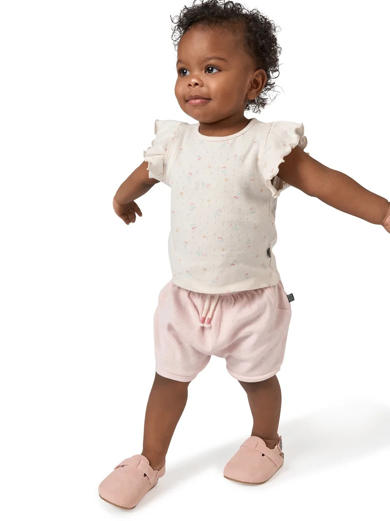 Modern Moments by Gerber Baby Girl Organic Flutter Sleeve Top, Sizes 0/3 Months - 24 Months | Walmart (US)