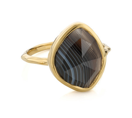 Gold Siren Nugget Stacking Ring Black Line Onyx | Monica Vinader (US)