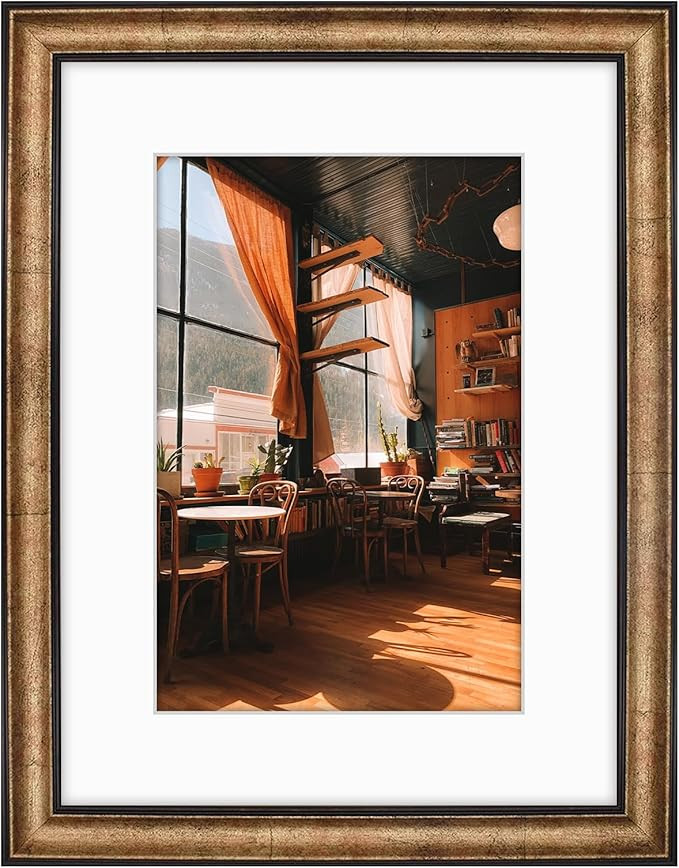 Golden State Art, 12x16 Black Trim Gold Frame - White Mat for 8x12 Photo - Vintage Antique Style ... | Amazon (US)