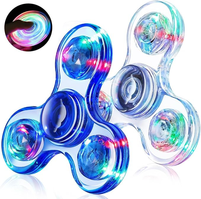 Fidget Spinner 2 Pack, Light up Sensory Fidget Toys Adults Kids 4-8-12 with Autism ADHD, Valentin... | Amazon (US)