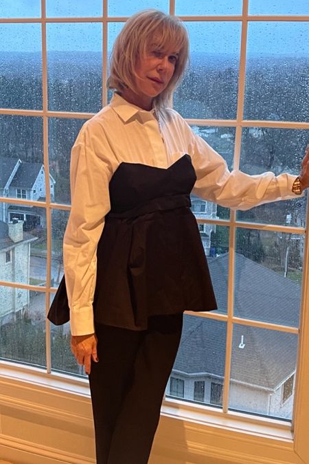 ROCKING my newest poplin shirt with a corset style top. Perfect for an evening out, a daytime luncheon, a holiday event, or with jeans. Effortlessly pairs with so much in your stylish wardrobe. I’ve paired with straight leg black pants and mini wedge boots. Shop my look right here! 

#LTKHoliday #LTKstyletip #LTKSeasonal