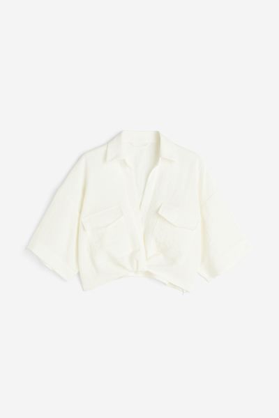 Knot-detail Crop Shirt curated on LTK